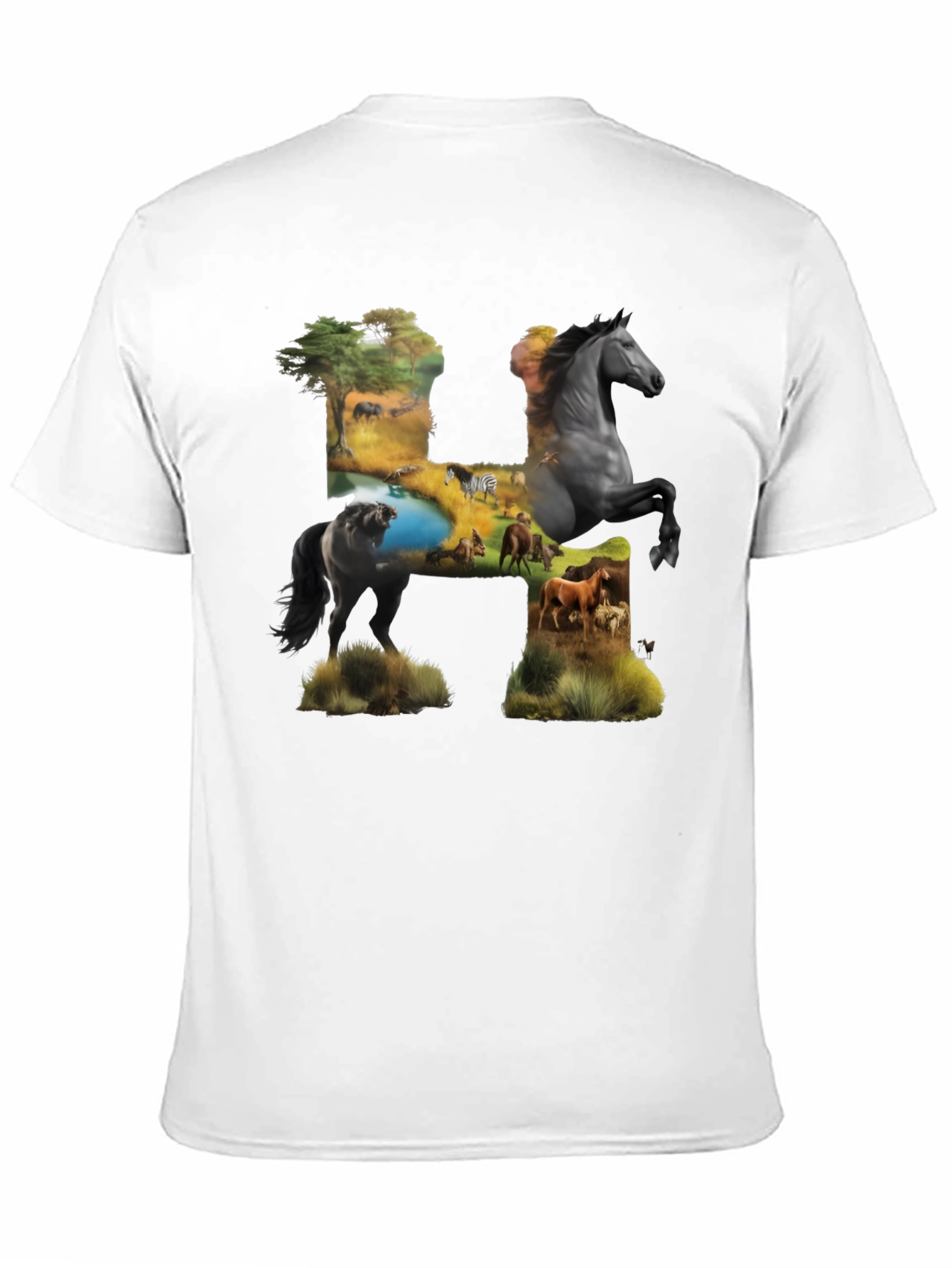 Wild Horse H Graphic Print Black T-Shirt