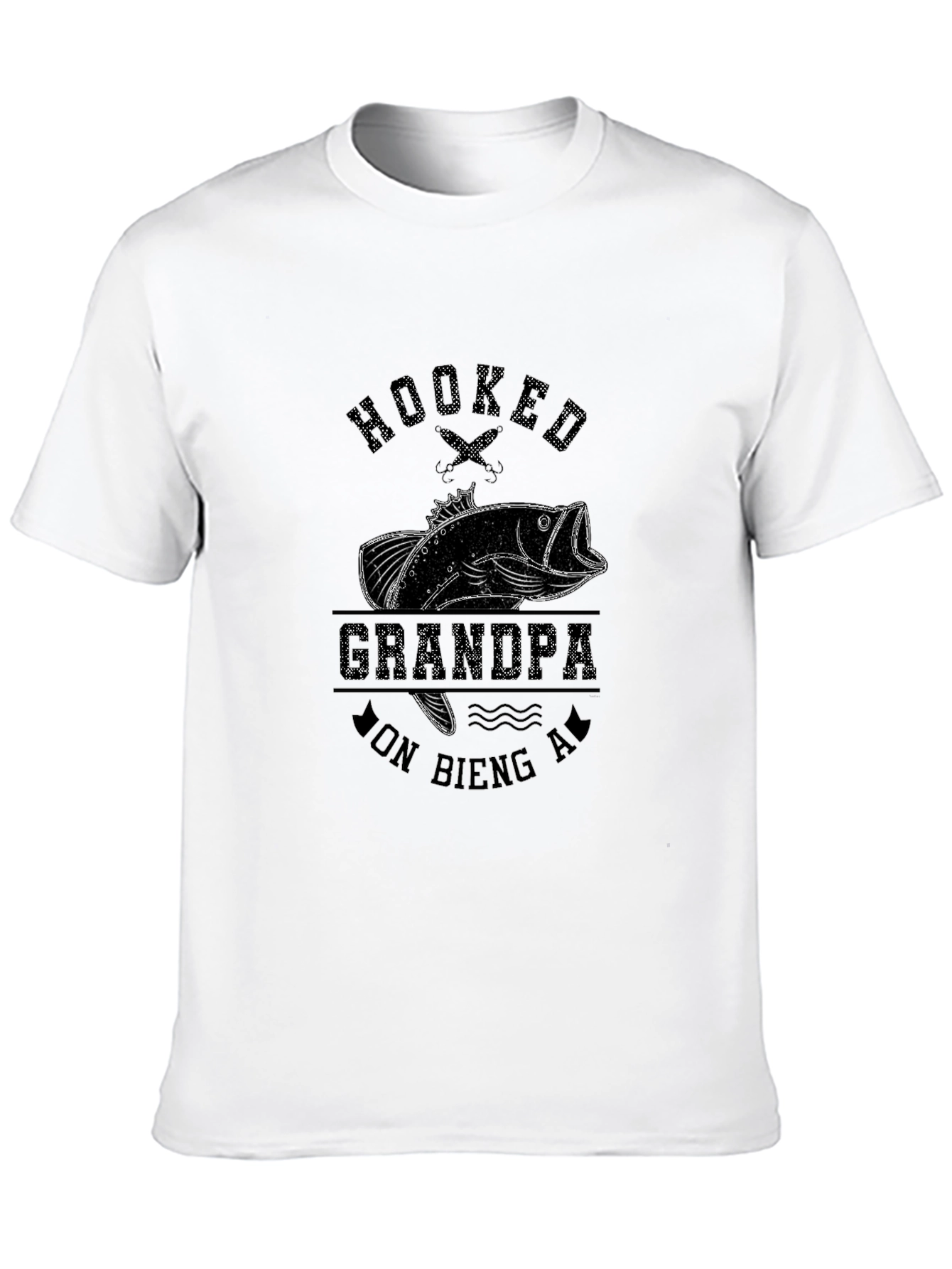 Hooked Grandpa Fishing T-Shirt - Mens Black