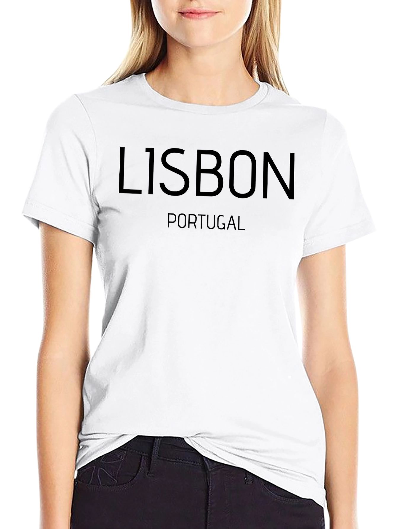 Lisbon Portugal Black Graphic T-Shirt