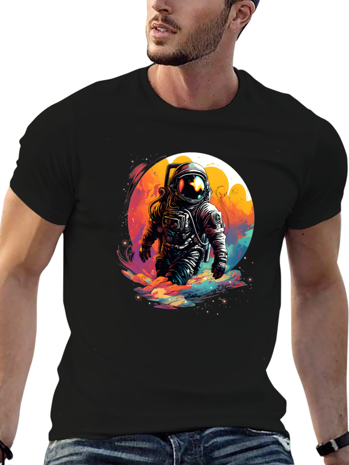 Astronaut in Space T-Shirt - Unique Graphic Tee
