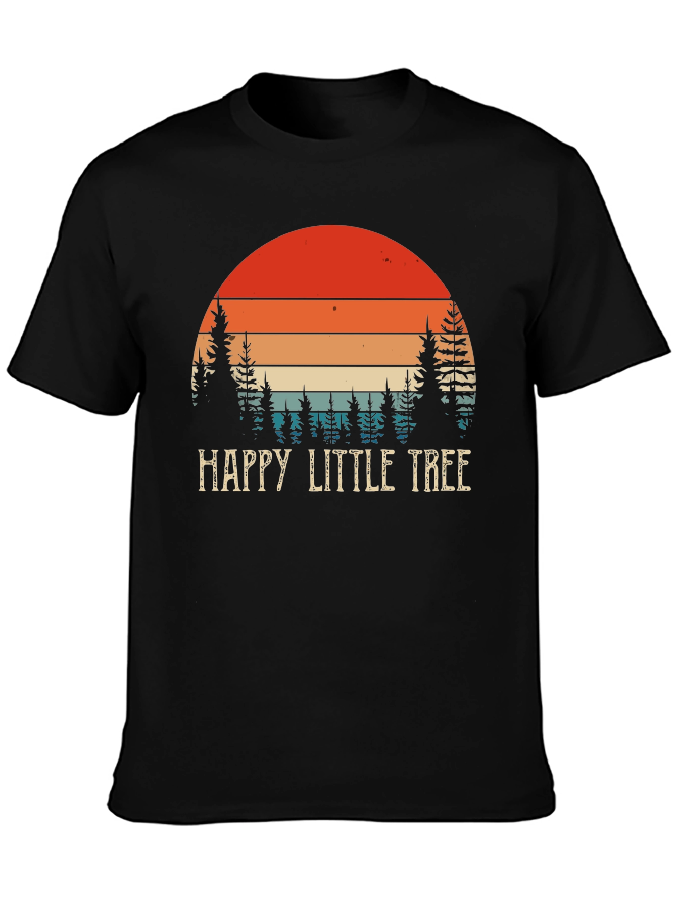 Happy Little Tree Graphic T-Shirt Retro Sunset
