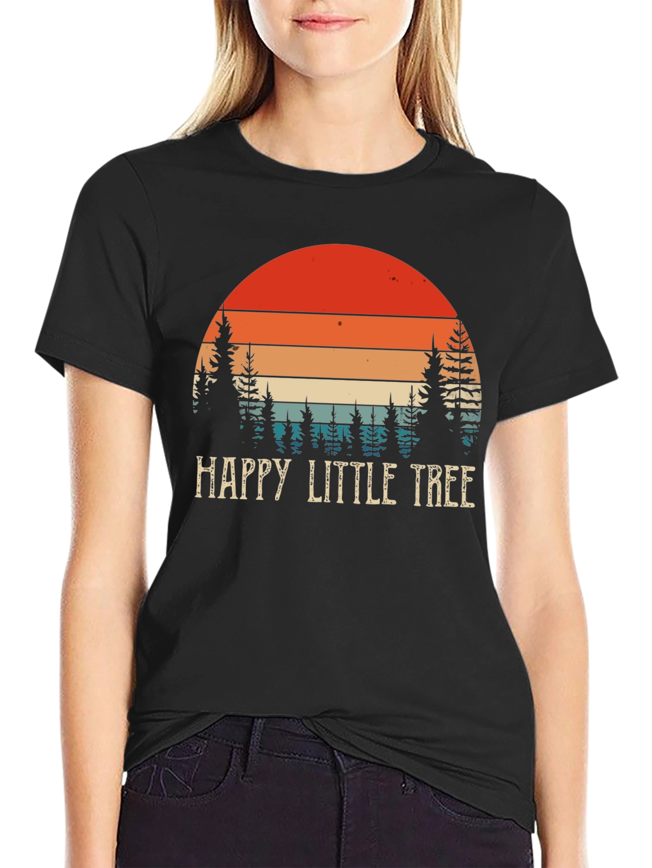 Happy Little Tree Graphic T-Shirt Retro Sunset