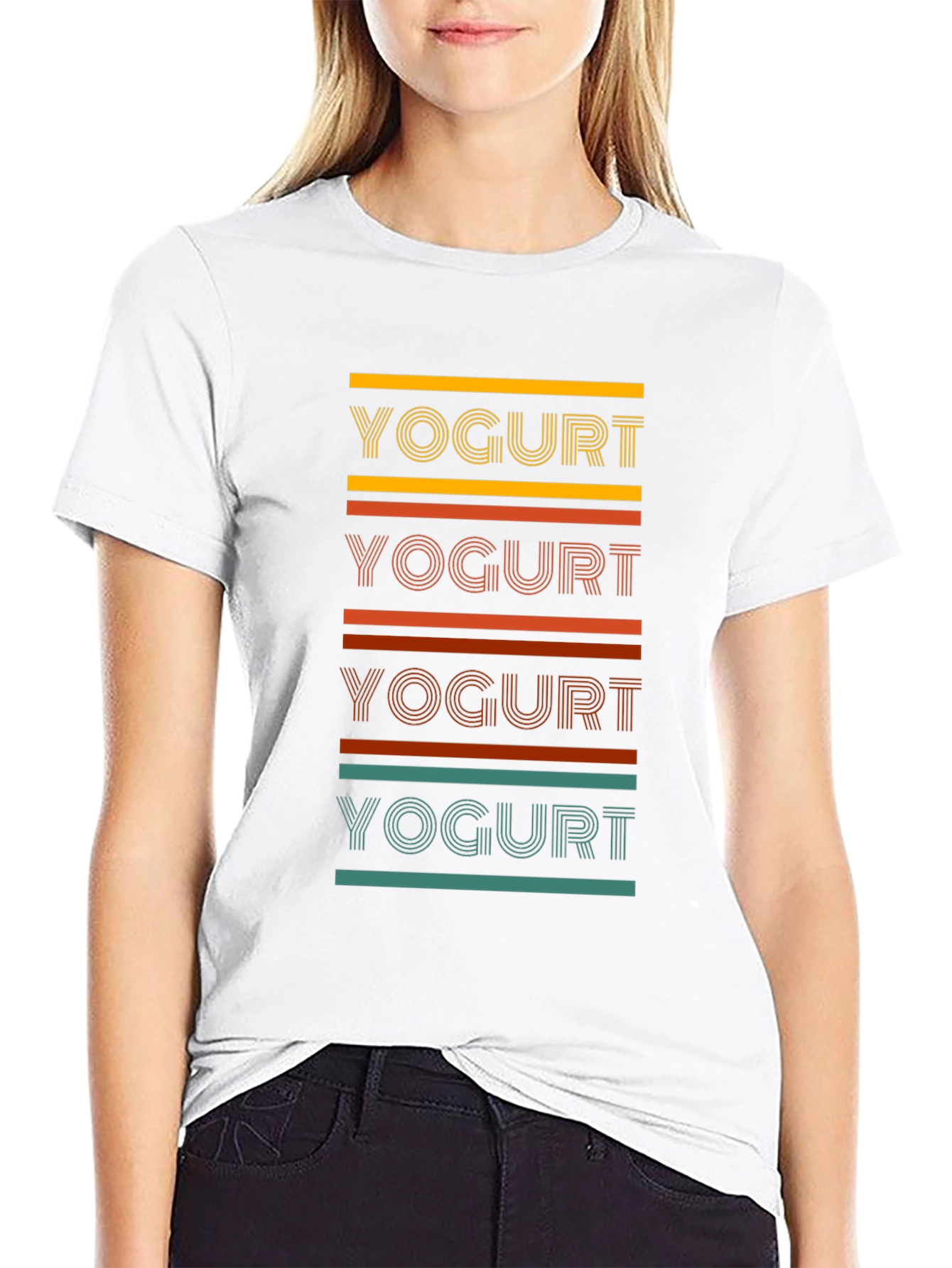 Yogurt Tee - Retro Striped Graphic T-Shirt