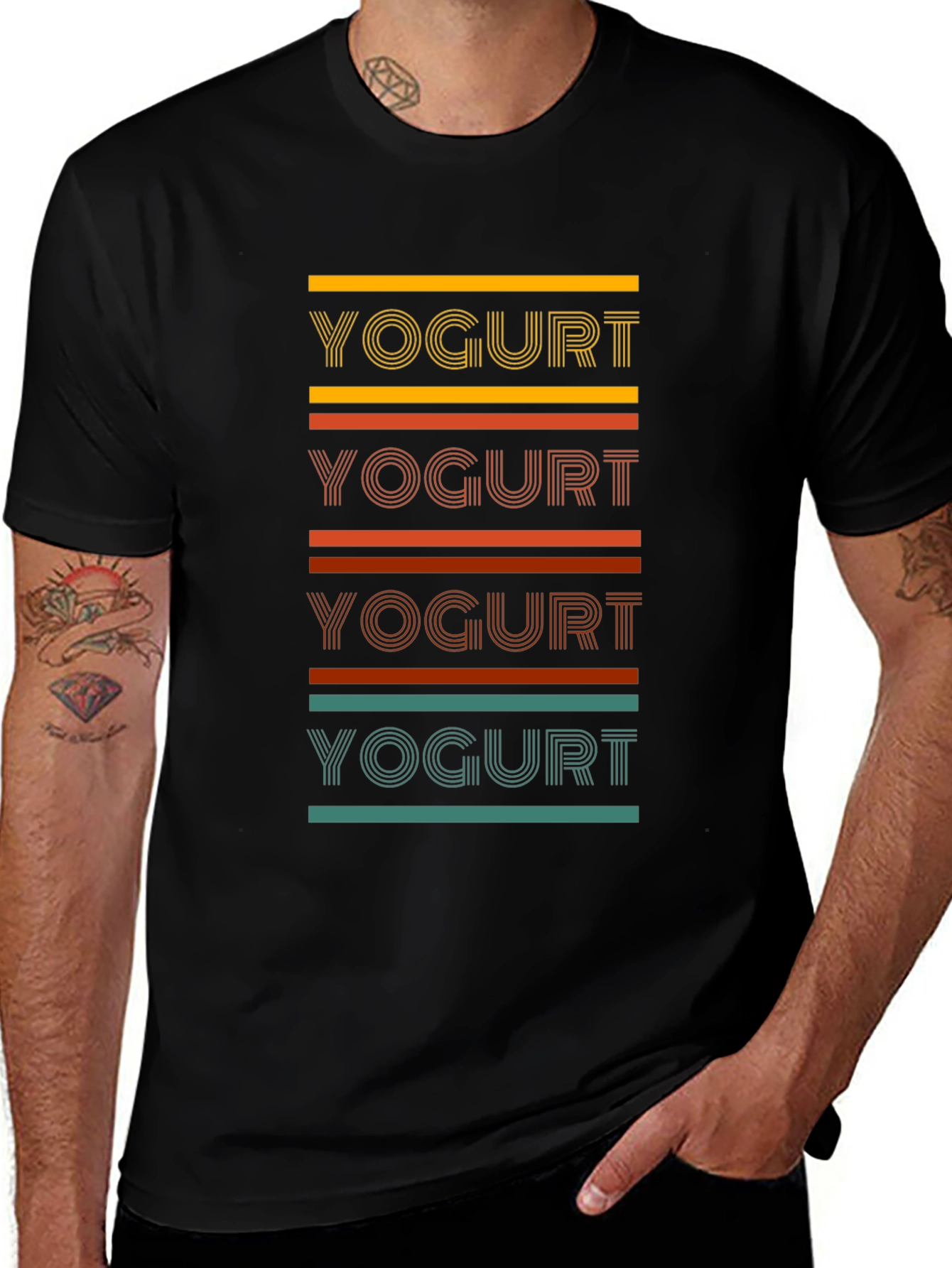 Yogurt Tee - Retro Striped Graphic T-Shirt