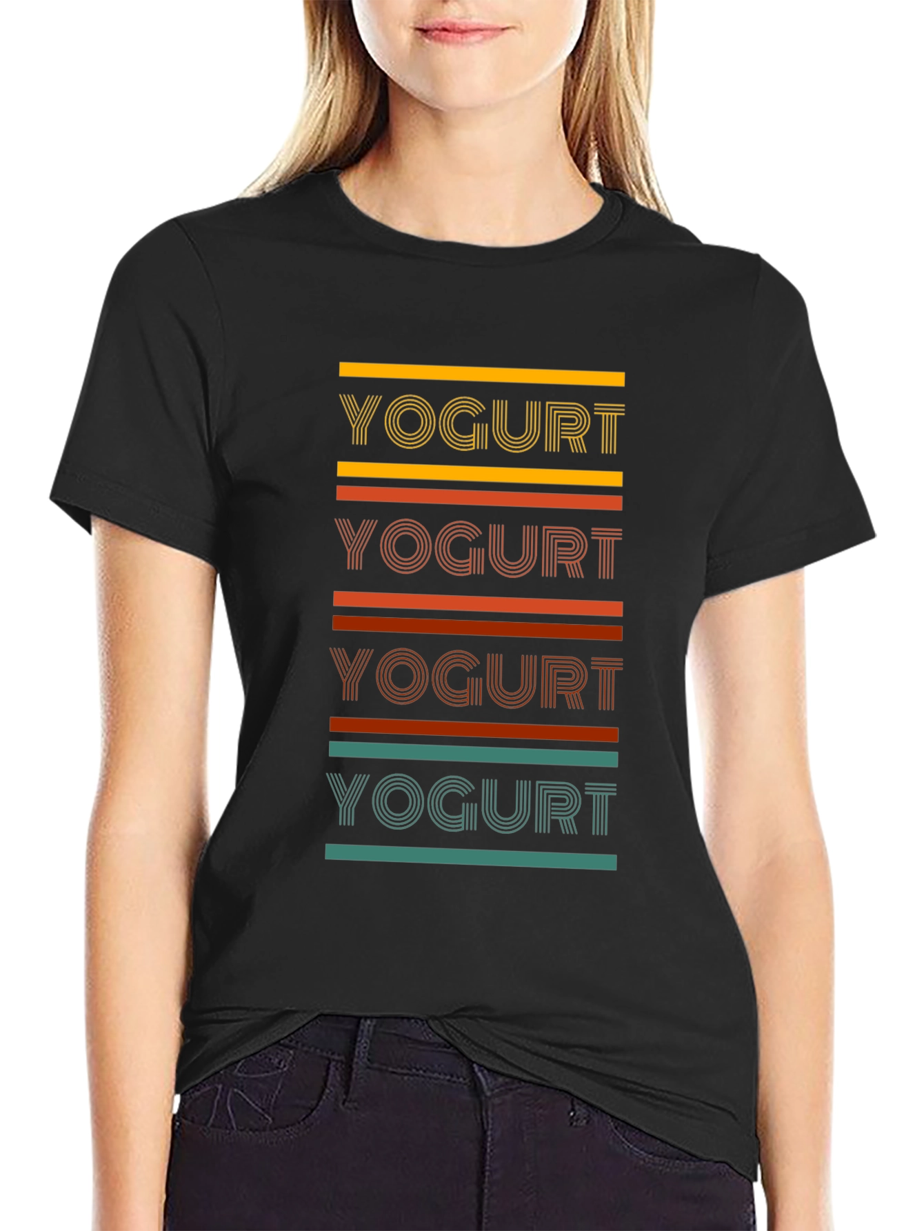 Yogurt Tee - Retro Striped Graphic T-Shirt