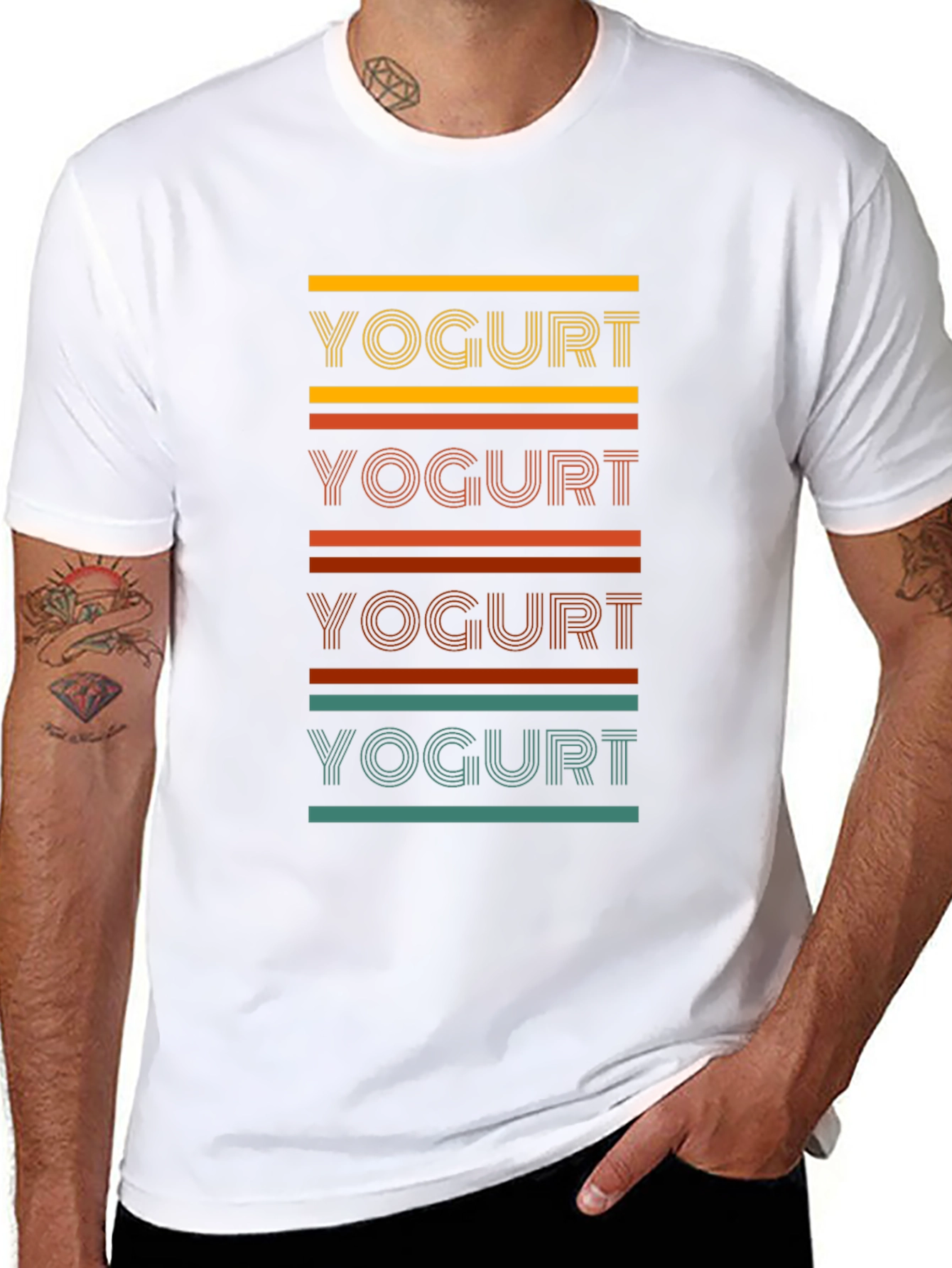 Yogurt Tee - Retro Striped Graphic T-Shirt