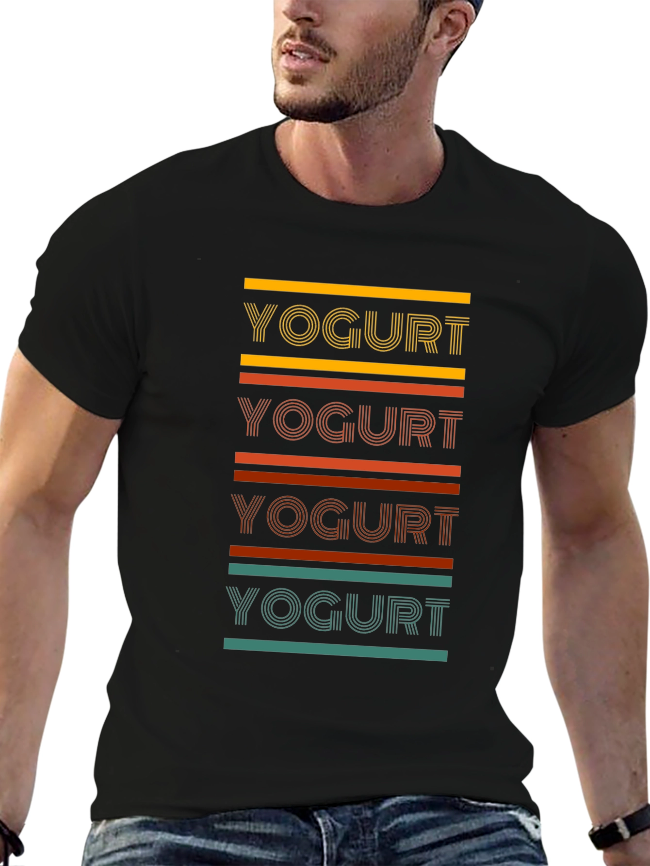 Yogurt Tee - Retro Striped Graphic T-Shirt