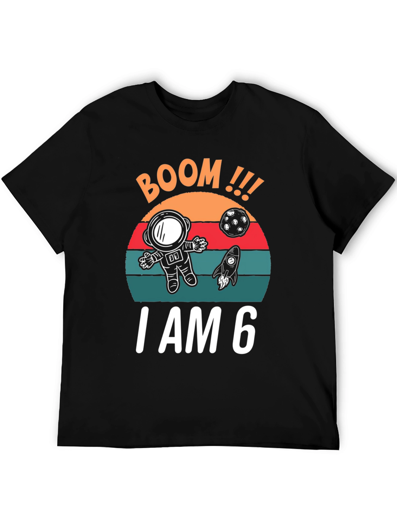 BOOM I am 6 Birthday Space T-Shirt