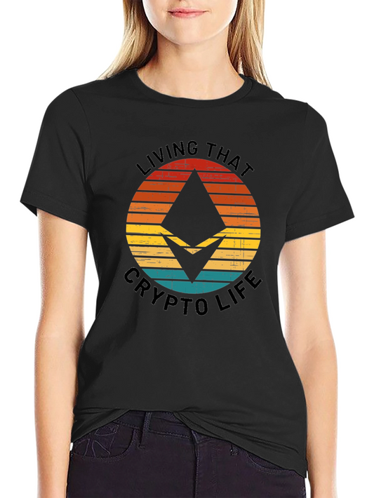 Crypto Life Black T-Shirt - Ethereum Design