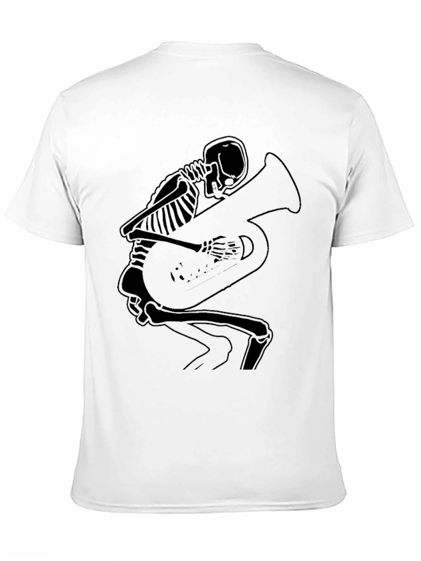 Skeleton Tuba Player Graphic Tee - Black