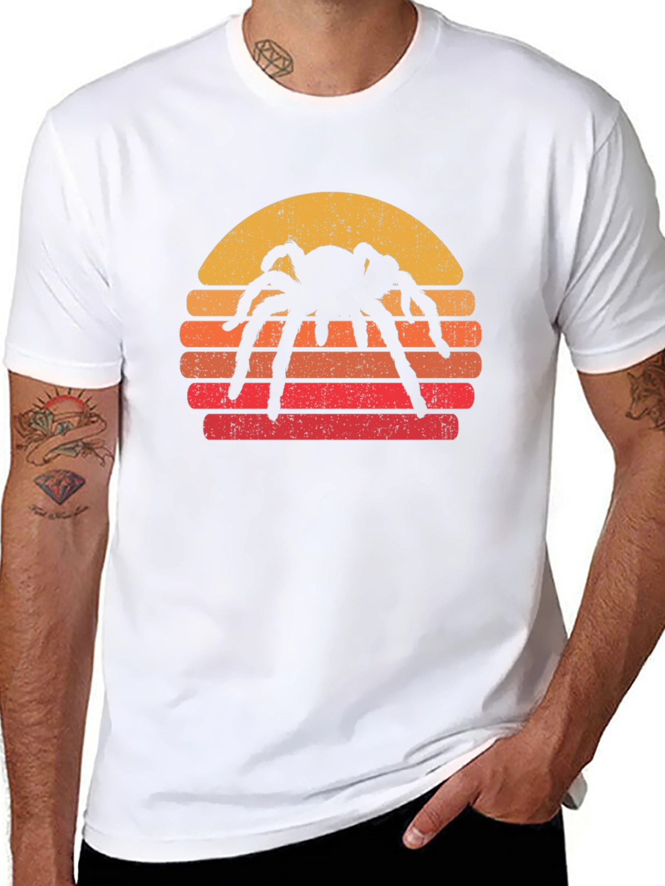 Spider Sunset Graphic T-Shirt - Retro Halloween Tee
