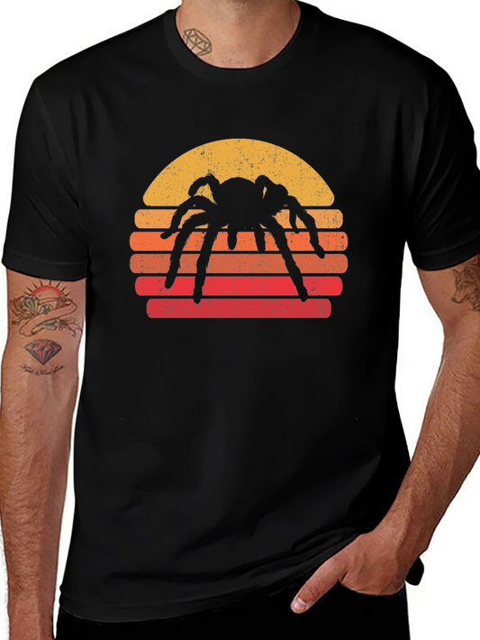 Spider Sunset Graphic T-Shirt - Retro Halloween Tee