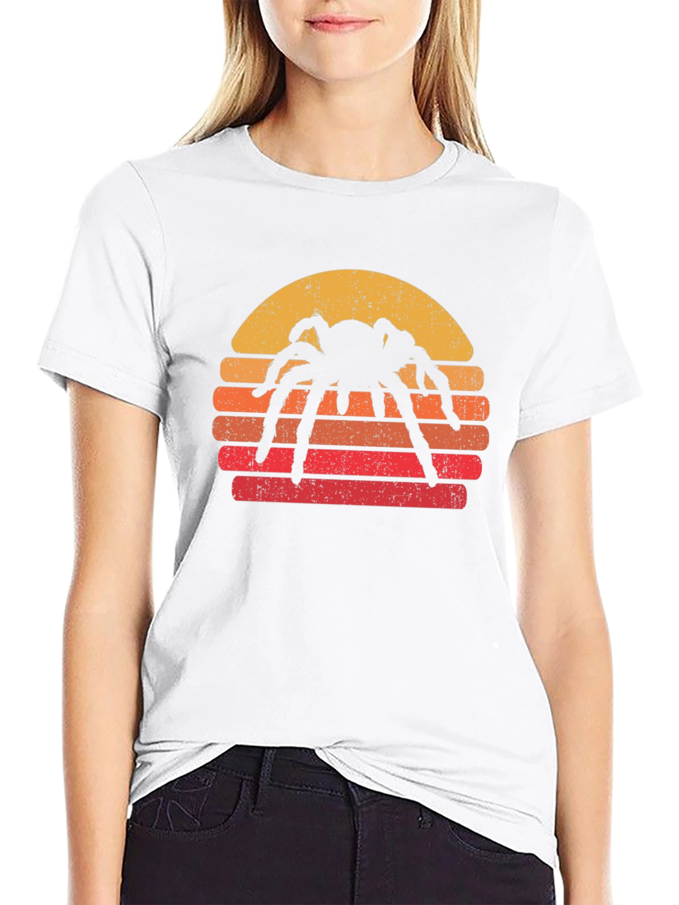 Spider Sunset Graphic T-Shirt - Retro Halloween Tee