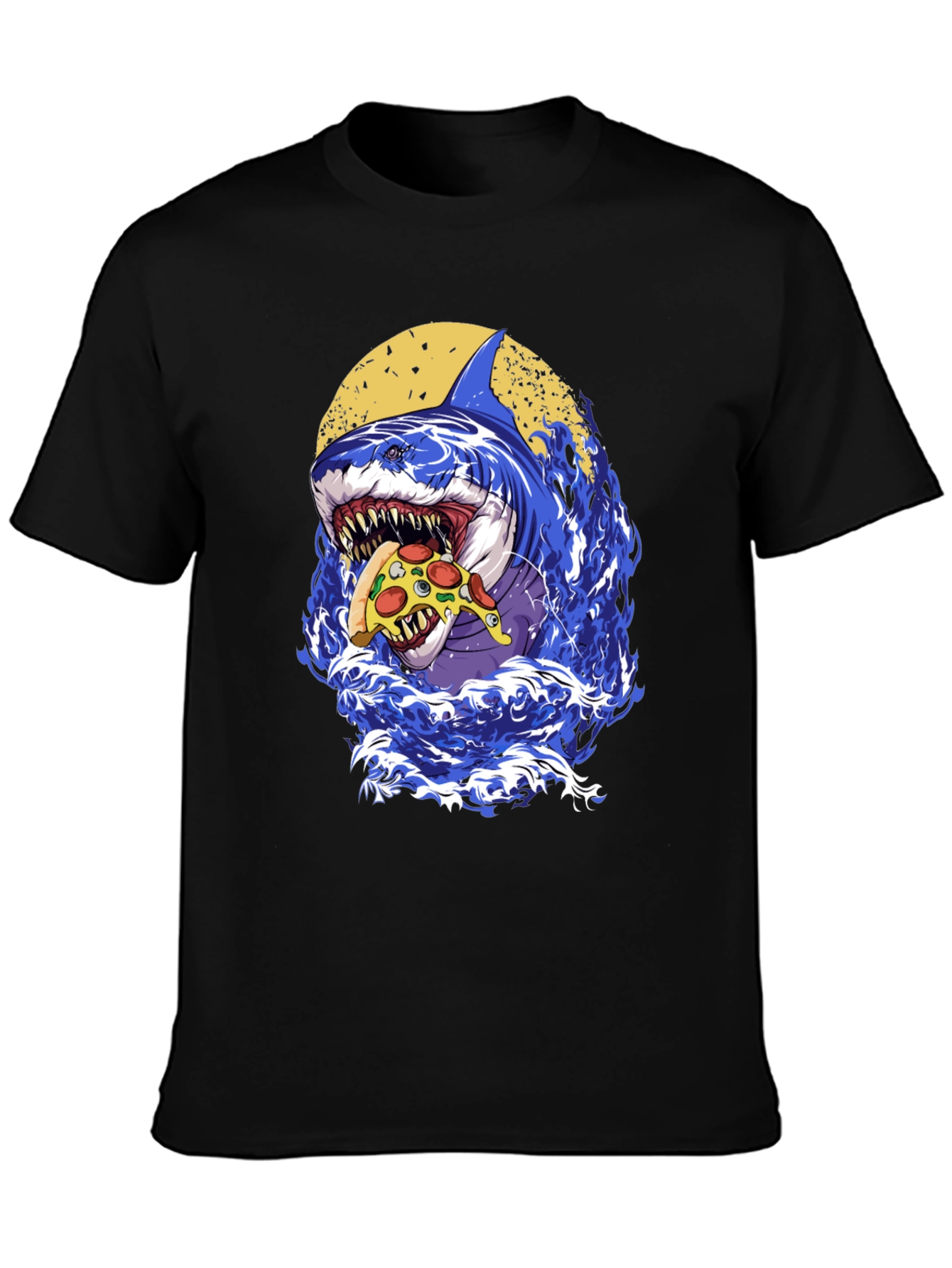 Shark Pizza T-Shirt - Graphic Print Tee