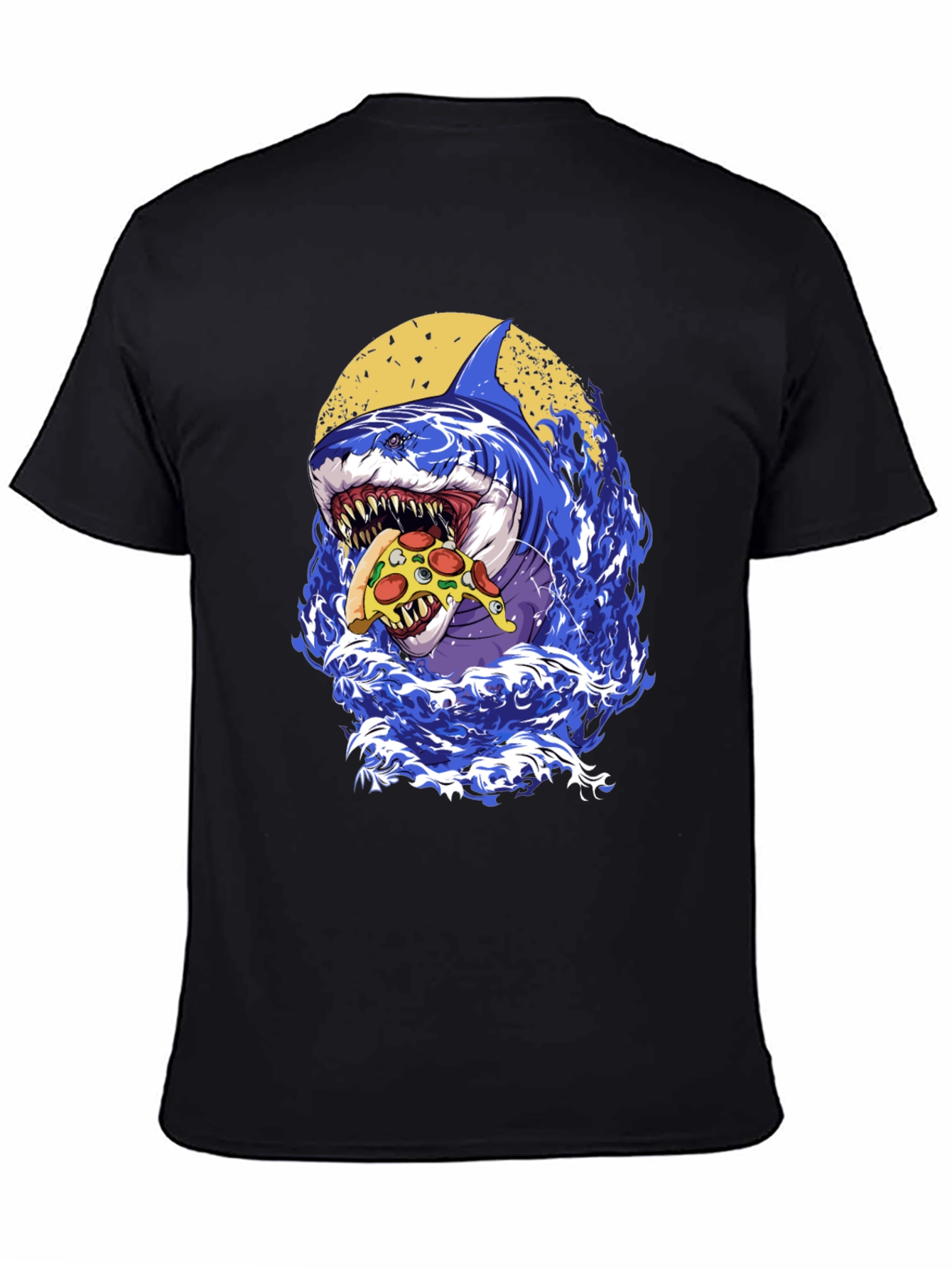 Shark Pizza T-Shirt - Graphic Print Tee