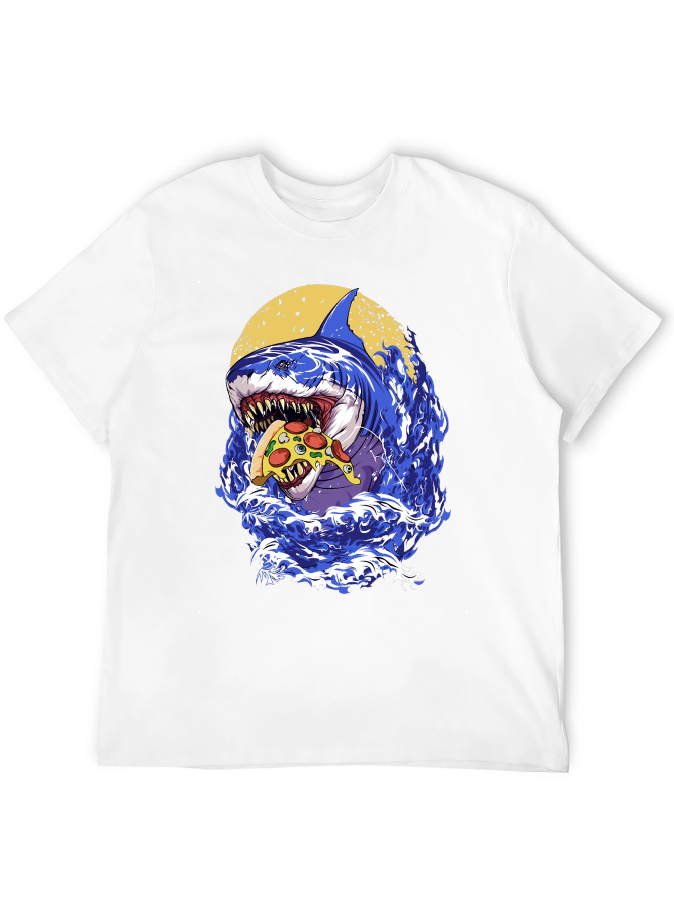 Shark Pizza T-Shirt - Graphic Print Tee