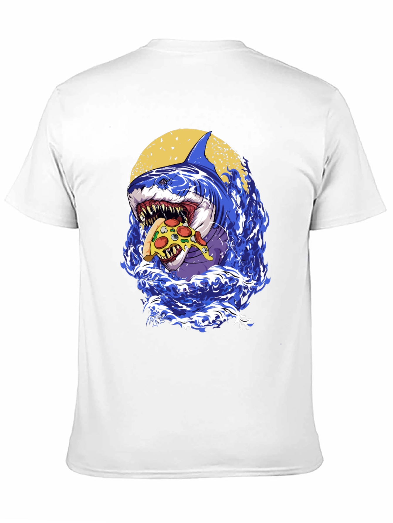 Shark Pizza T-Shirt - Graphic Print Tee