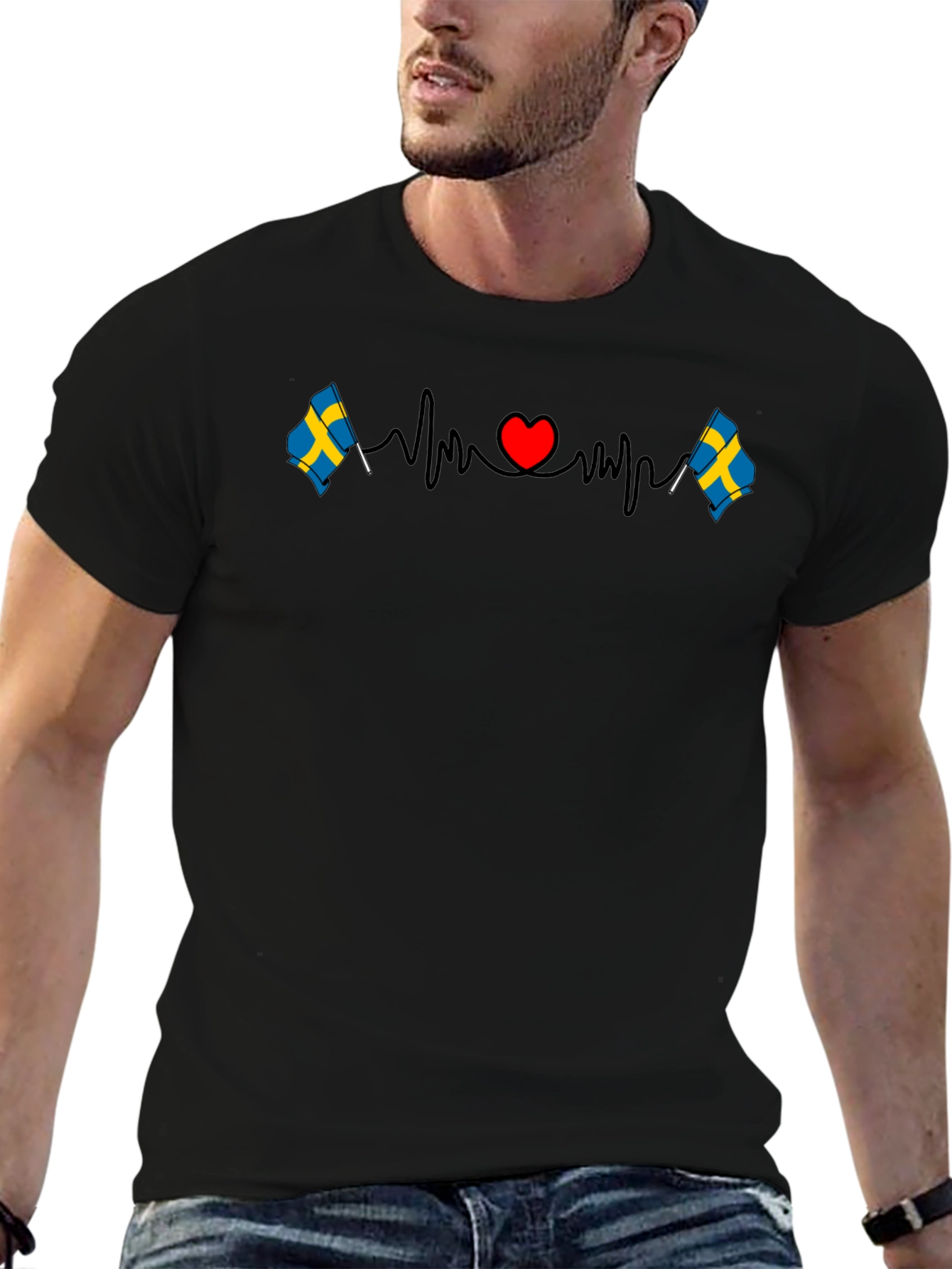 Sweden Flag Heartbeat T-Shirt - Country Pride