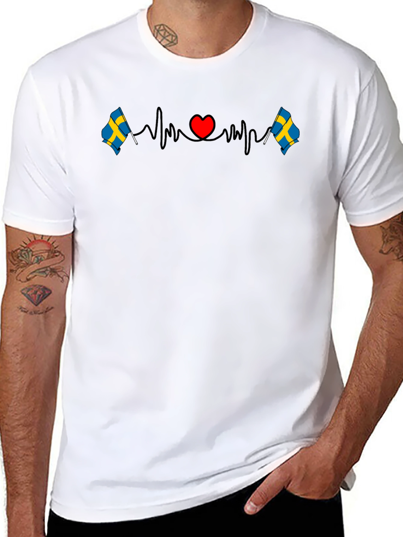 Sweden Flag Heartbeat T-Shirt - Country Pride