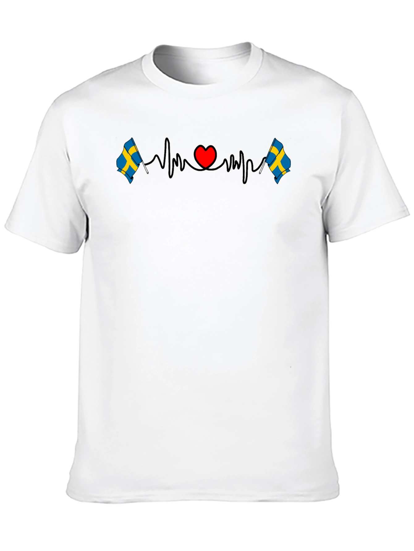 Sweden Flag Heartbeat T-Shirt - Country Pride