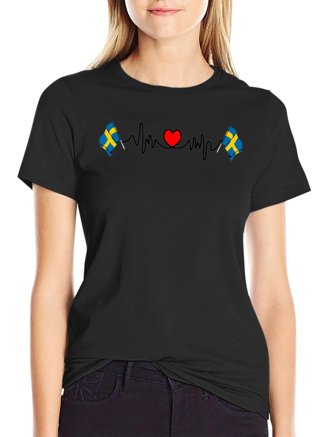 Sweden Flag Heartbeat T-Shirt - Country Pride