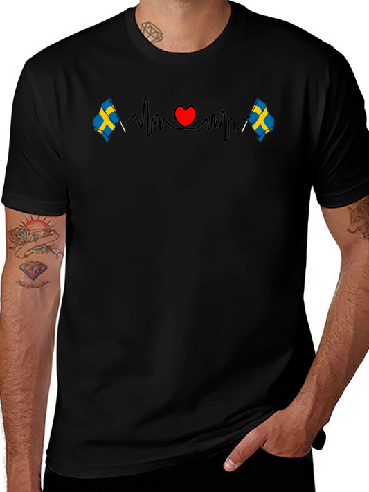 Sweden Flag Heartbeat T-Shirt - Country Pride