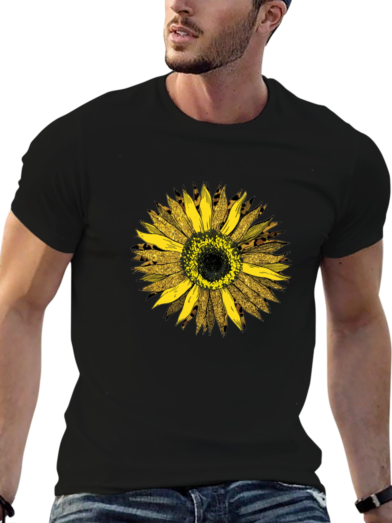 Sunflower Leopard Print Graphic Tee - Black