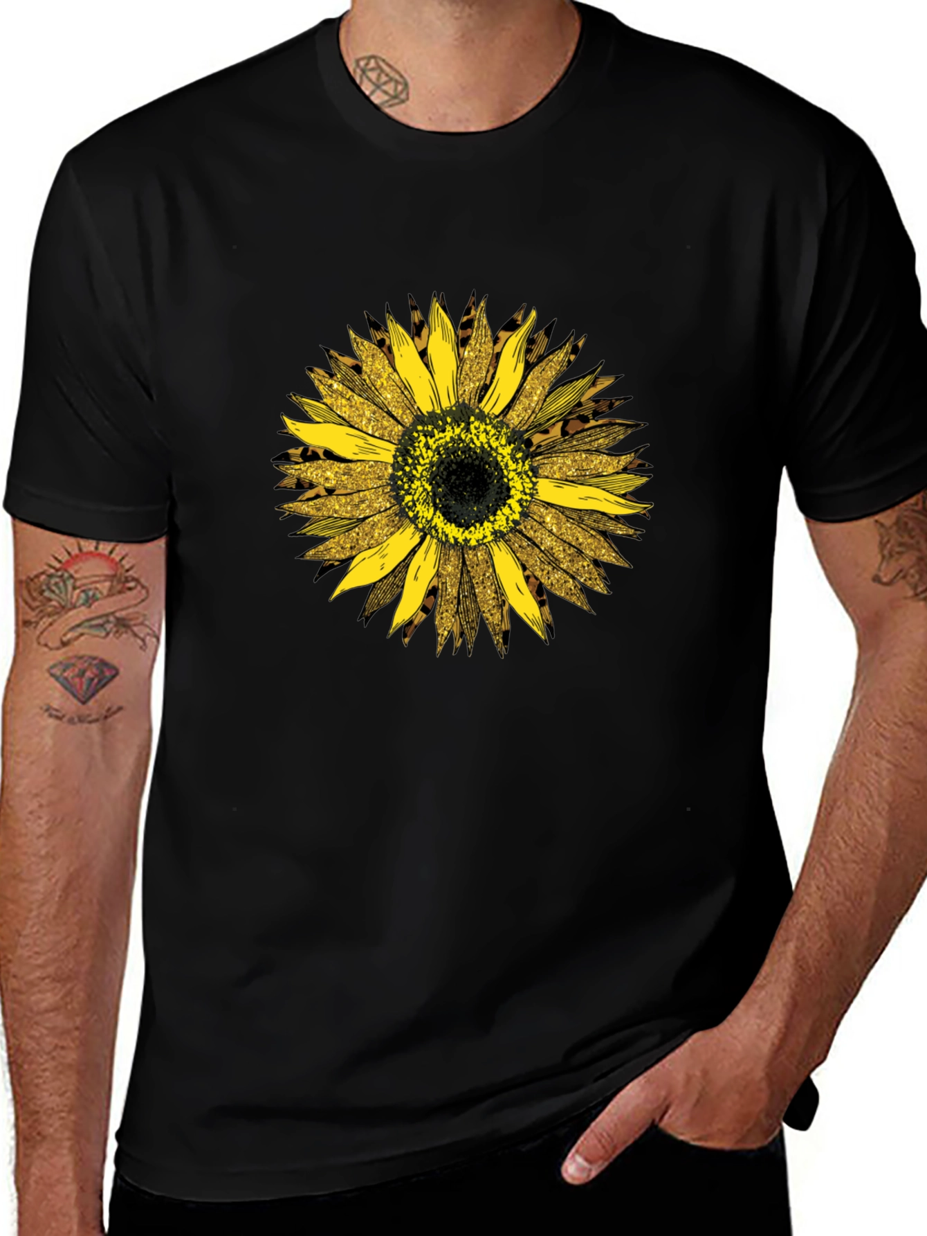 Sunflower Leopard Print Graphic Tee - Black