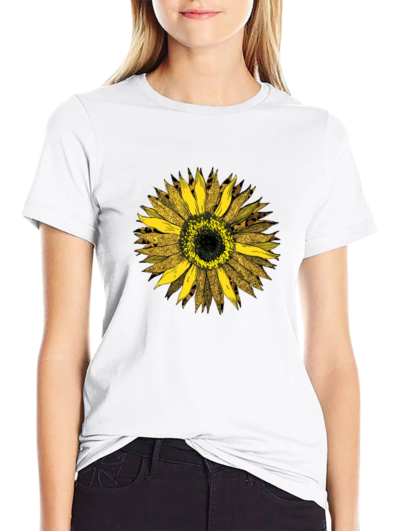 Sunflower Leopard Print Graphic Tee - Black