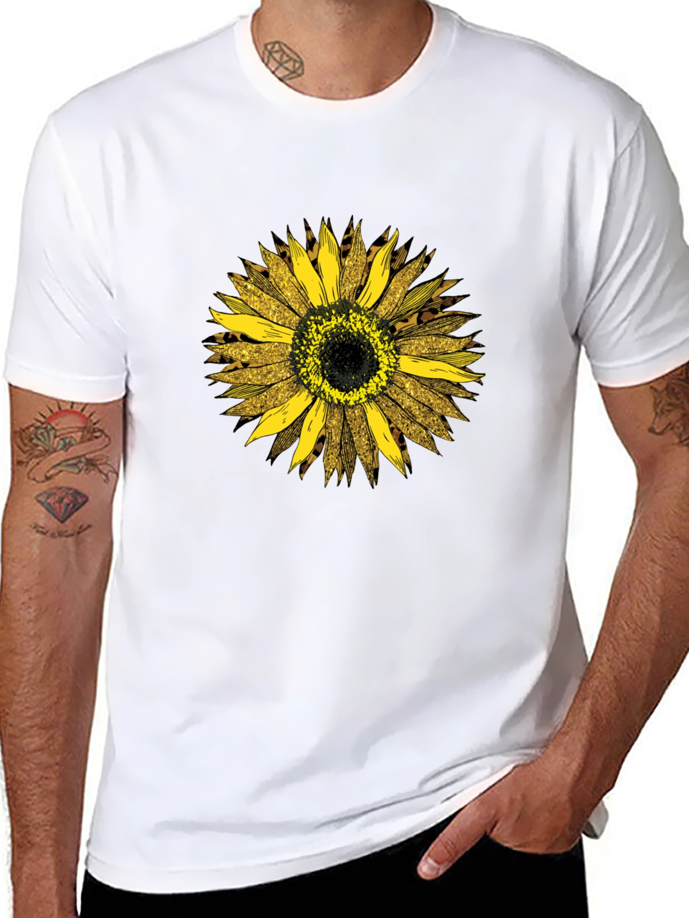 Sunflower Leopard Print Graphic Tee - Black