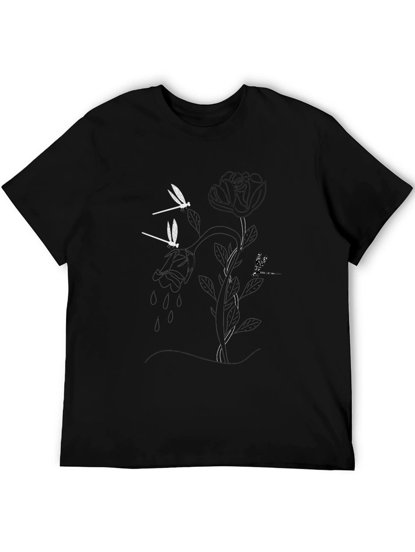 Dragonfly Rose Graphic T-Shirt - Stylish Mens Tee