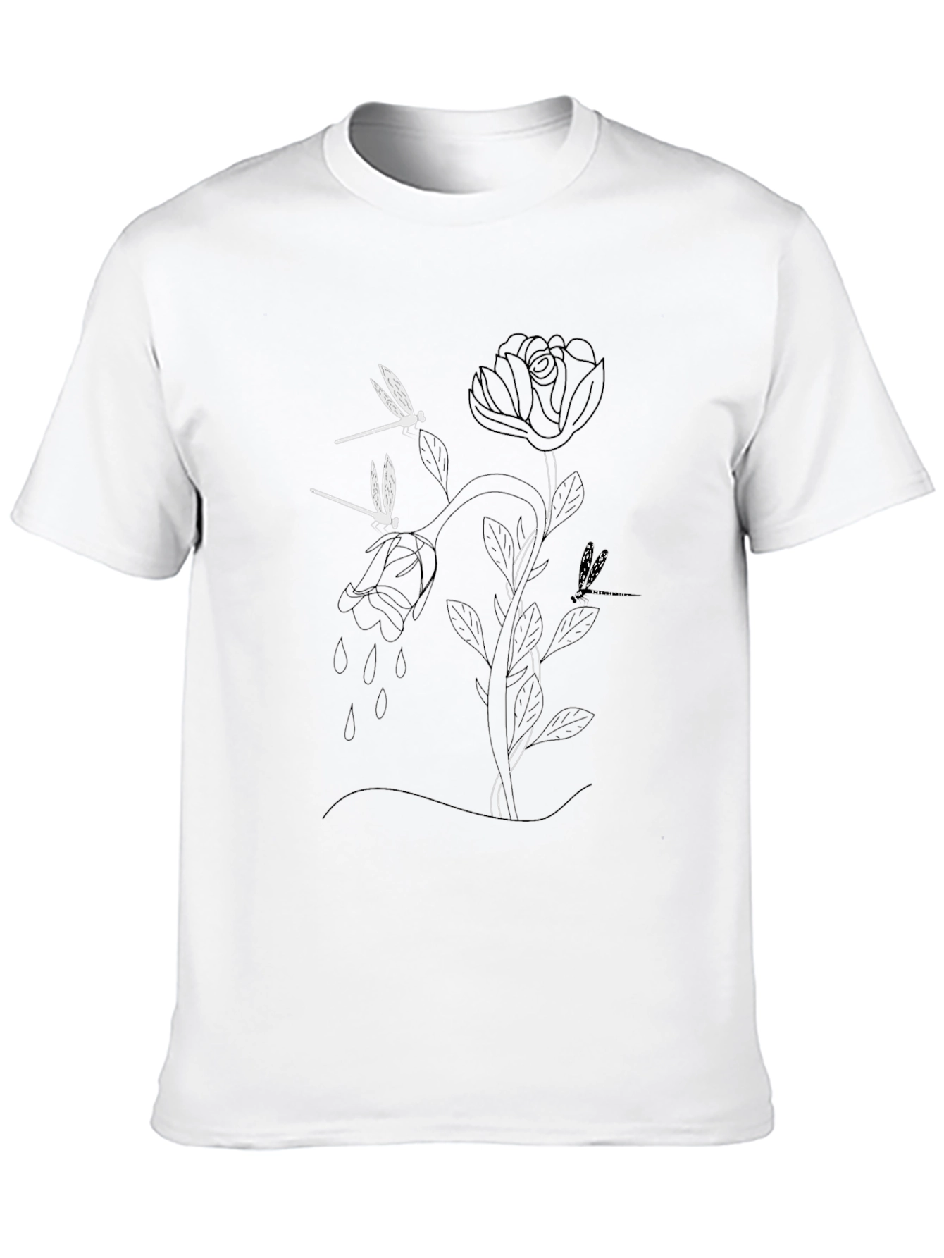 Dragonfly Rose Graphic T-Shirt - Stylish Mens Tee