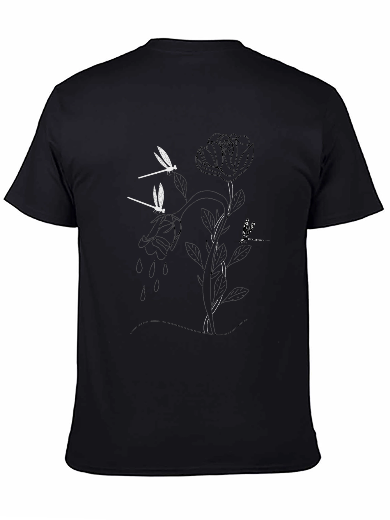 Dragonfly Rose Graphic T-Shirt - Stylish Mens Tee