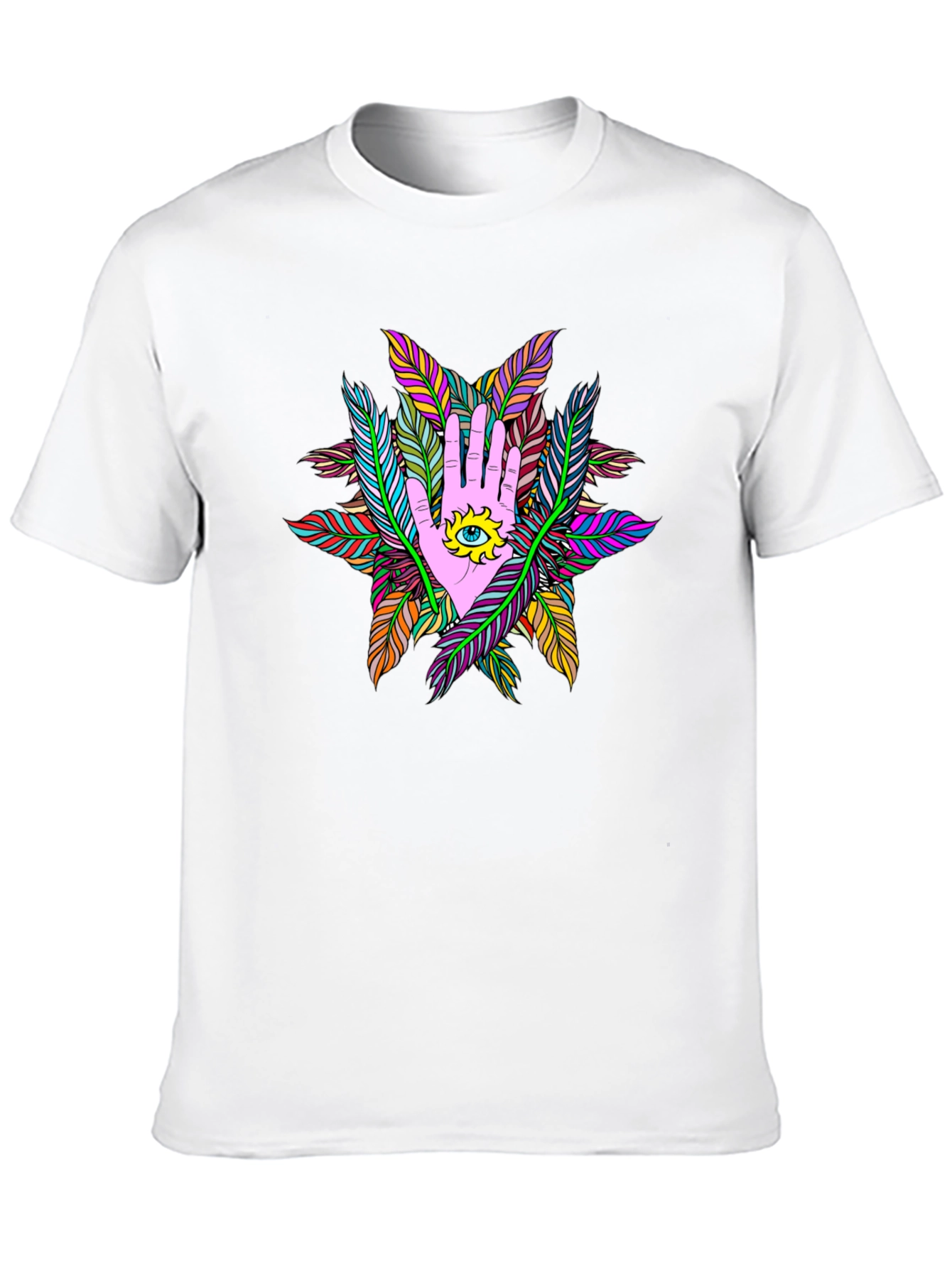 Mystic Hand Eye Feather T-Shirt - Black