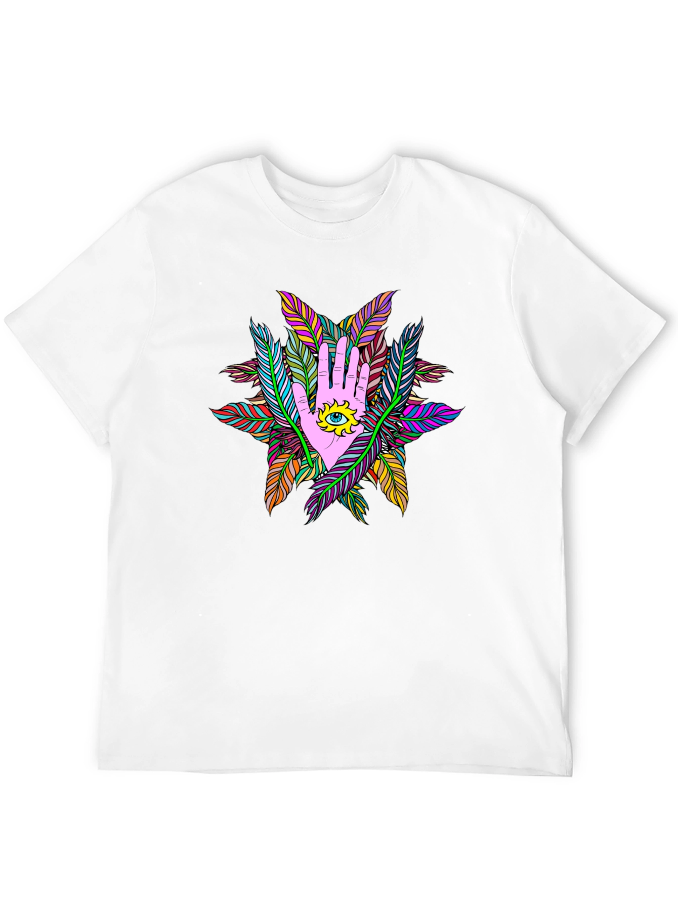 Mystic Hand Eye Feather T-Shirt - Black
