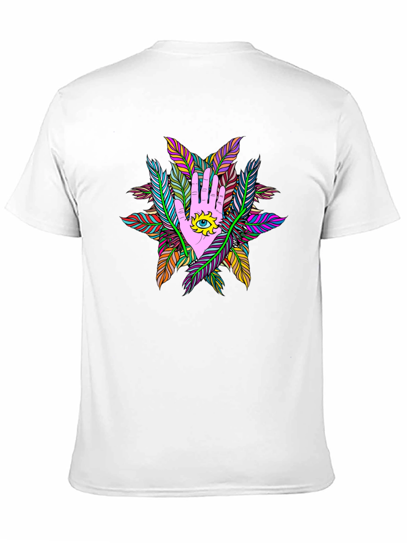 Mystic Hand Eye Feather T-Shirt - Black