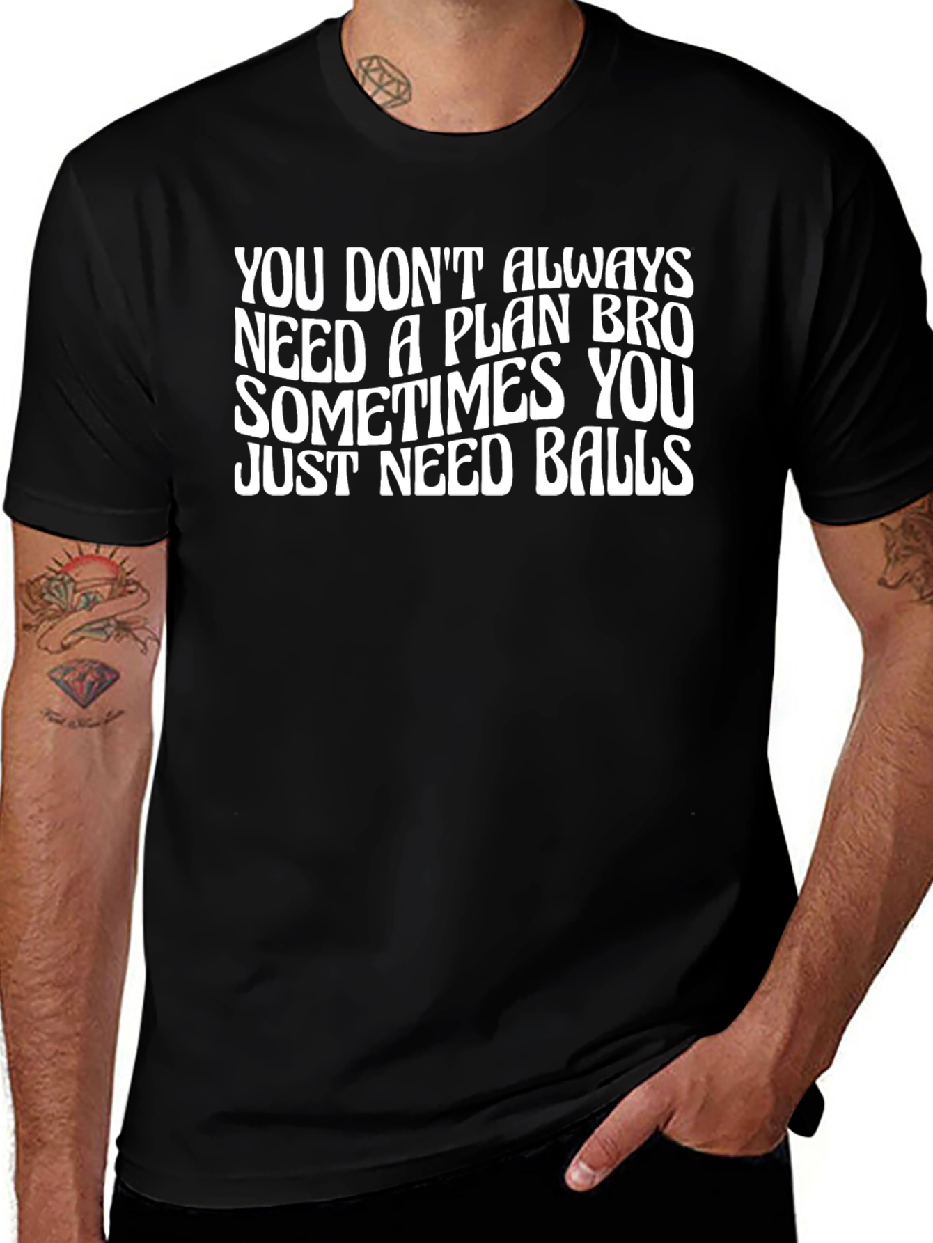 Funny Slogan Graphic T-Shirt - Just Need Balls