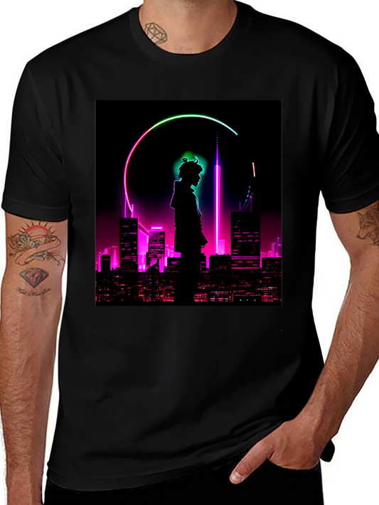 Cyberpunk Cityscape Graphic T-Shirt