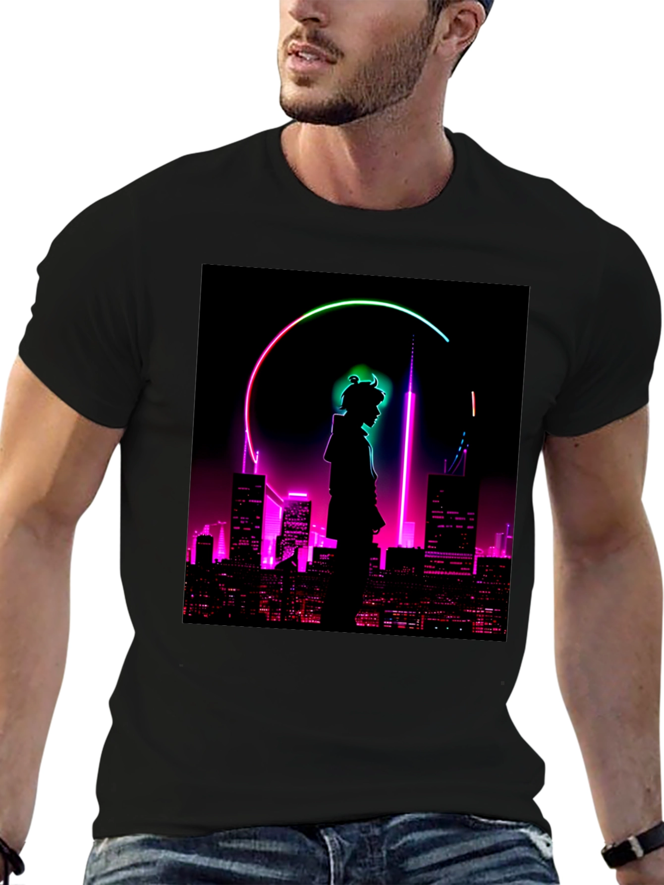 Cyberpunk Cityscape Graphic T-Shirt