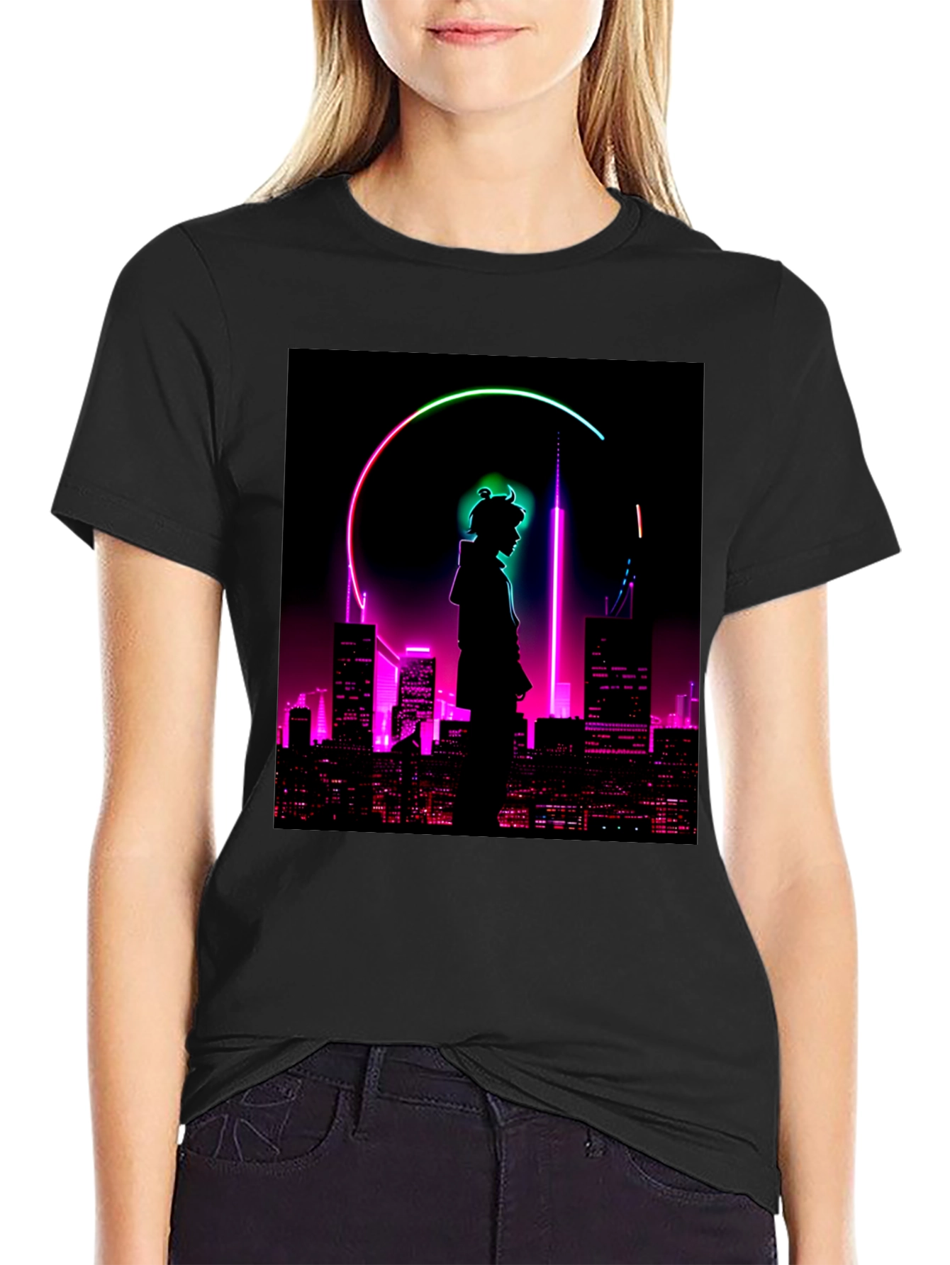 Cyberpunk Cityscape Graphic T-Shirt