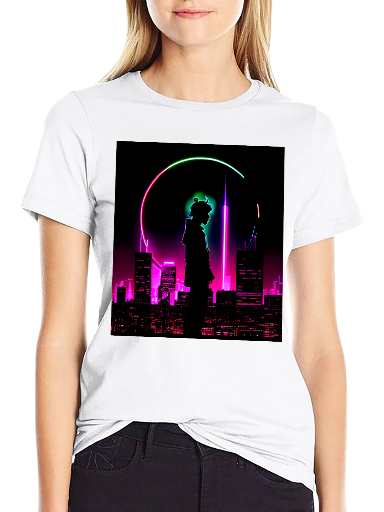 Cyberpunk Cityscape Graphic T-Shirt