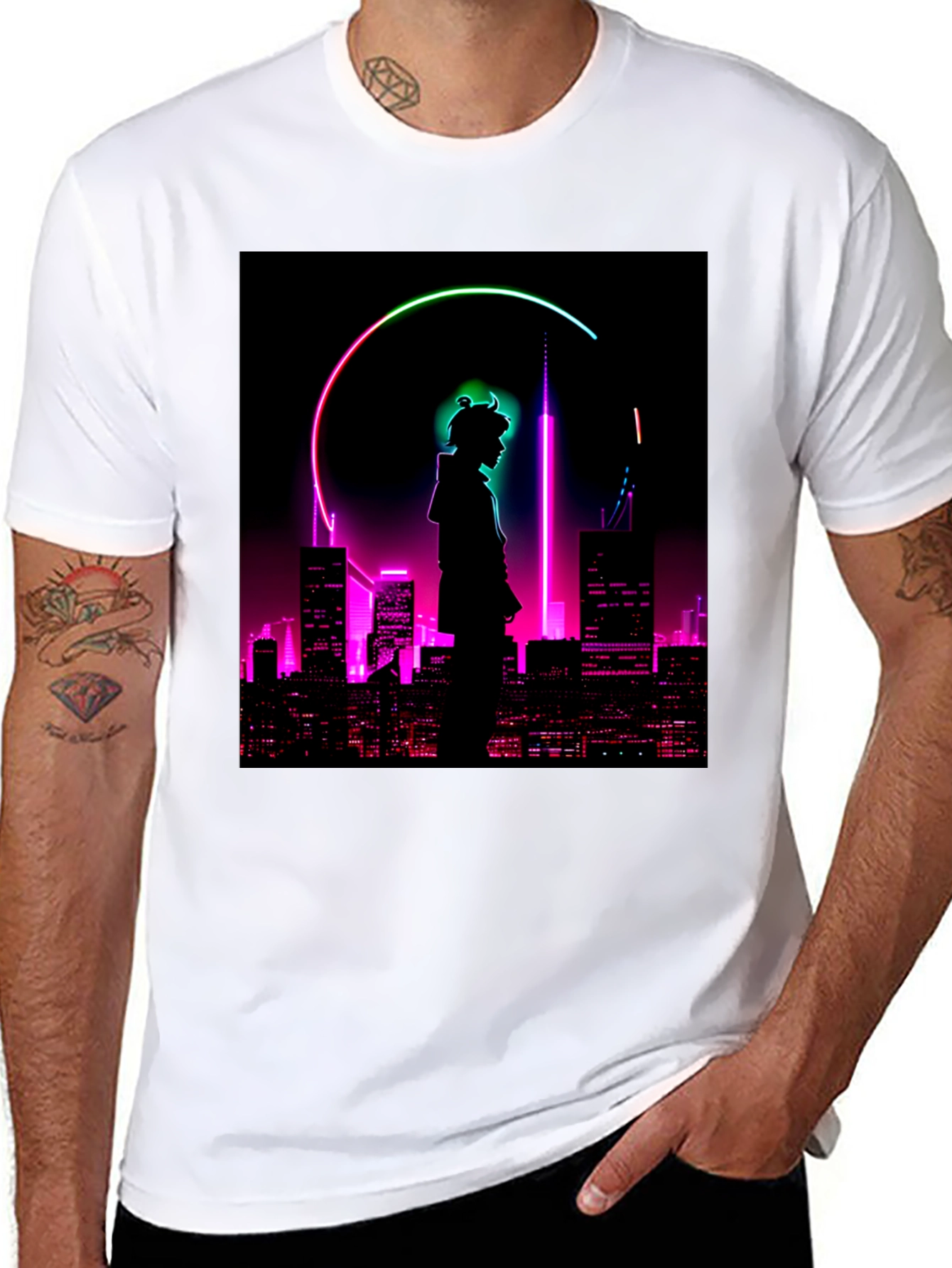Cyberpunk Cityscape Graphic T-Shirt