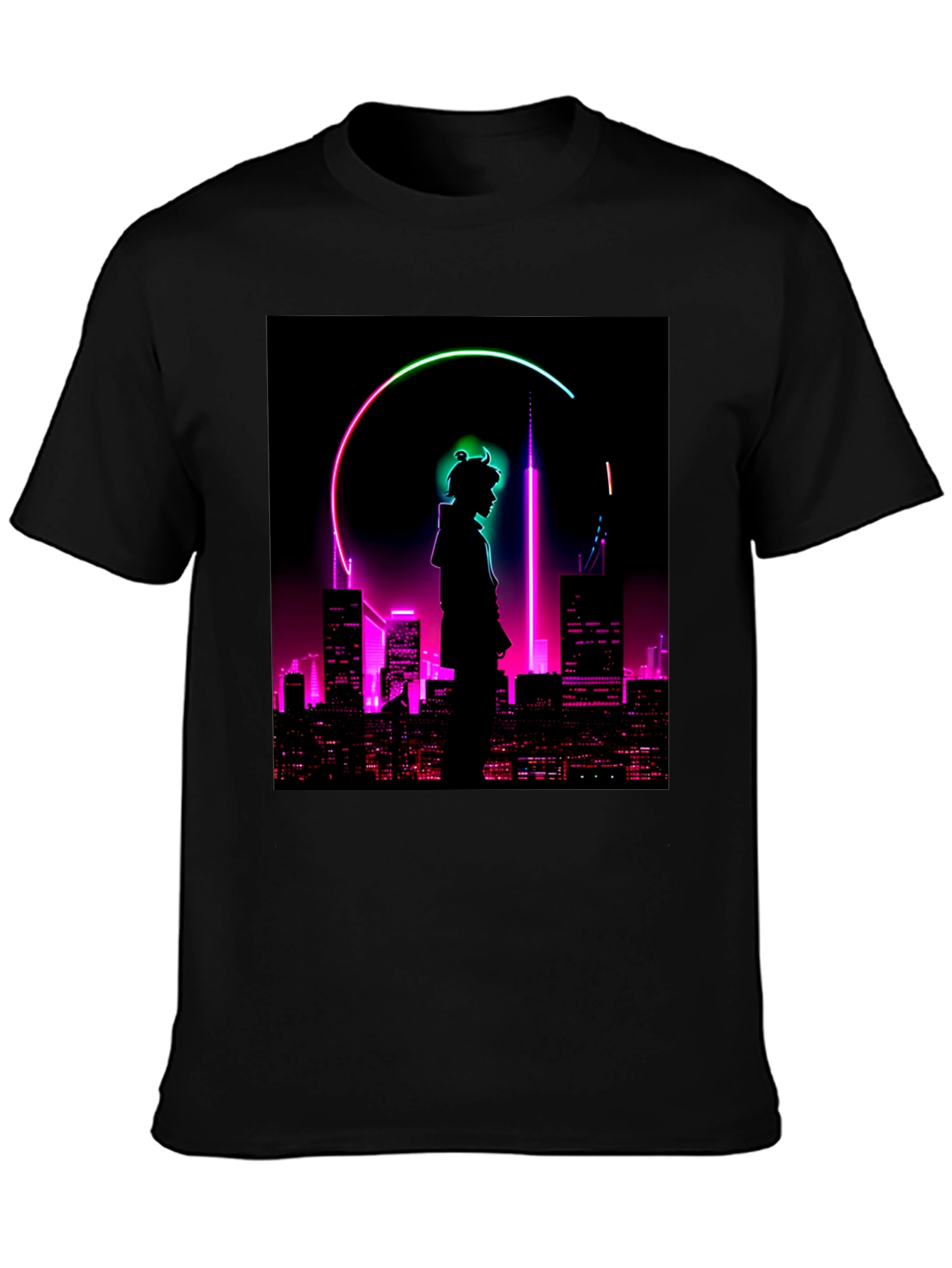 Cyberpunk Cityscape Graphic T-Shirt