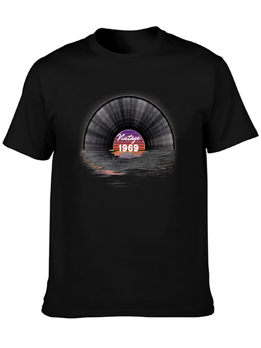 Vintage 1969 Vinyl Record Graphic Tee - Black