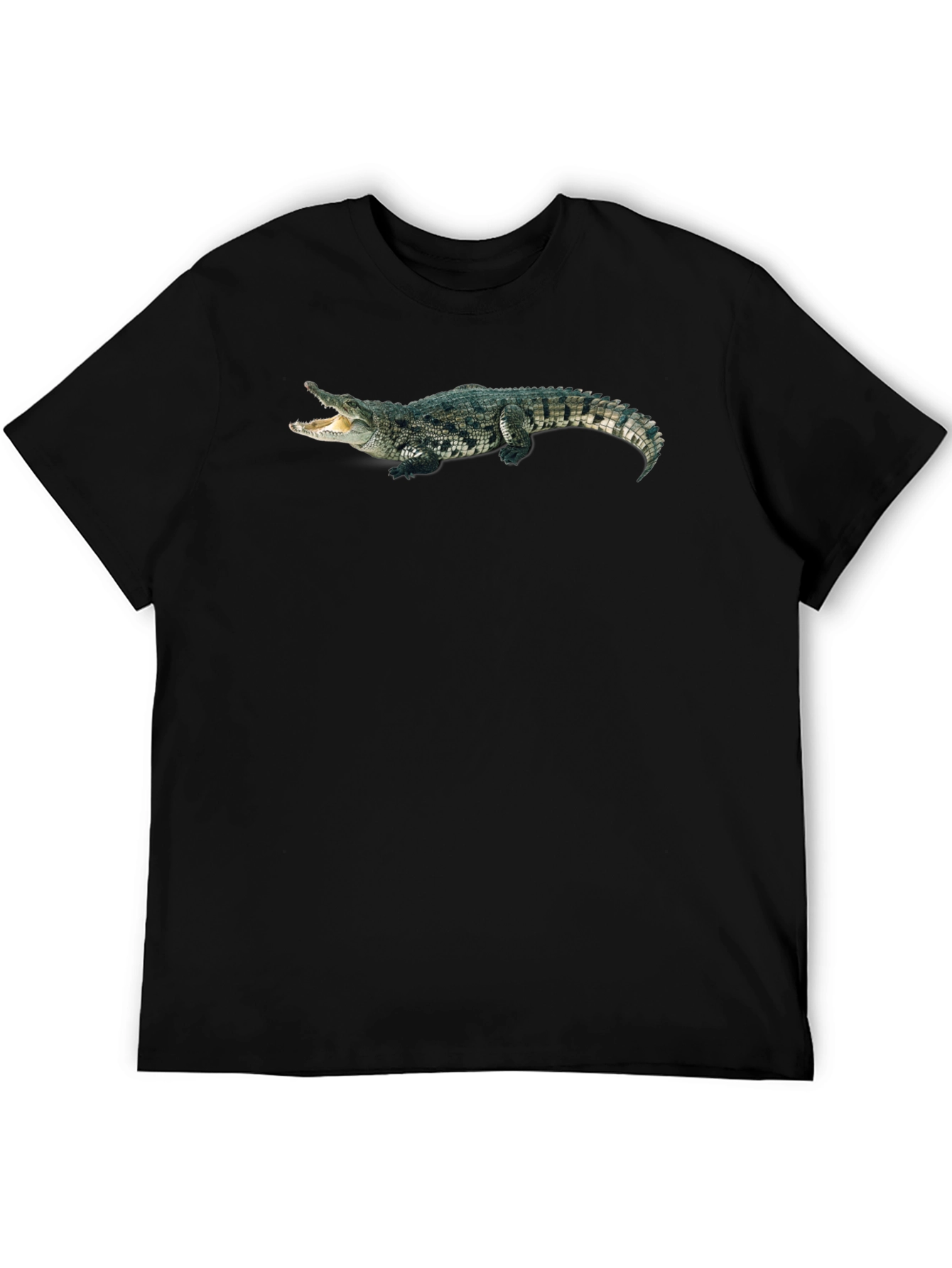 Mens Black T-Shirt with Crocodile Graphic