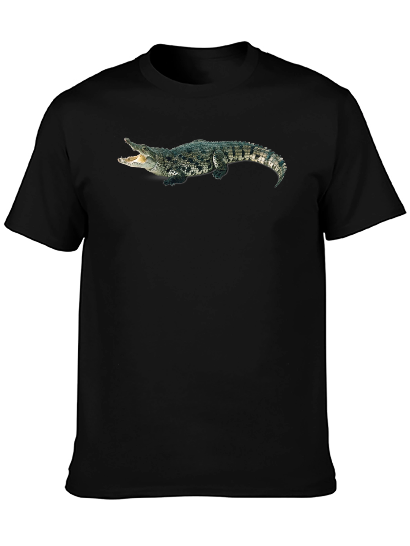 Mens Black T-Shirt with Crocodile Graphic