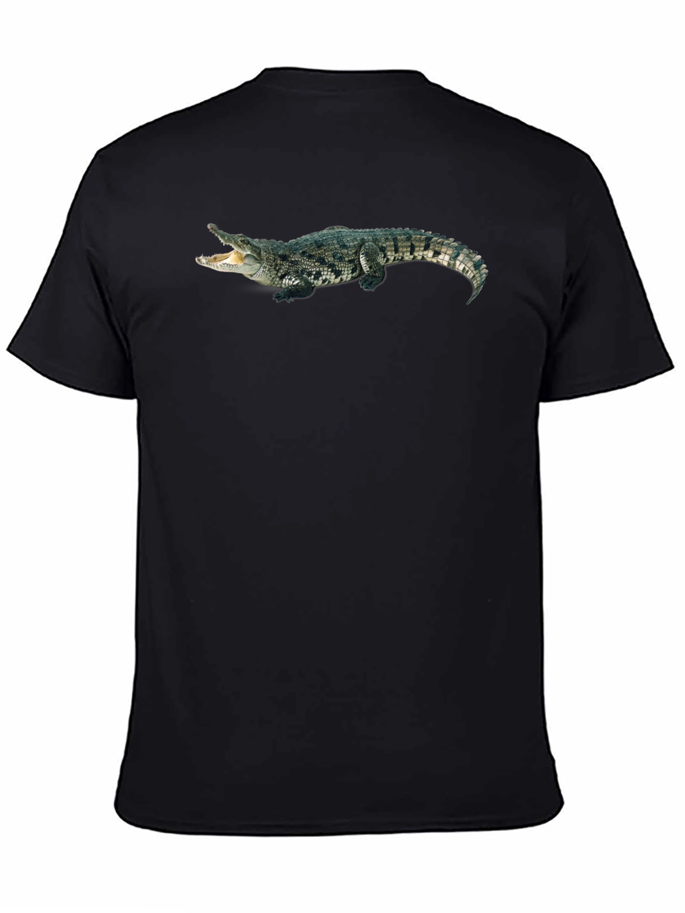 Mens Black T-Shirt with Crocodile Graphic