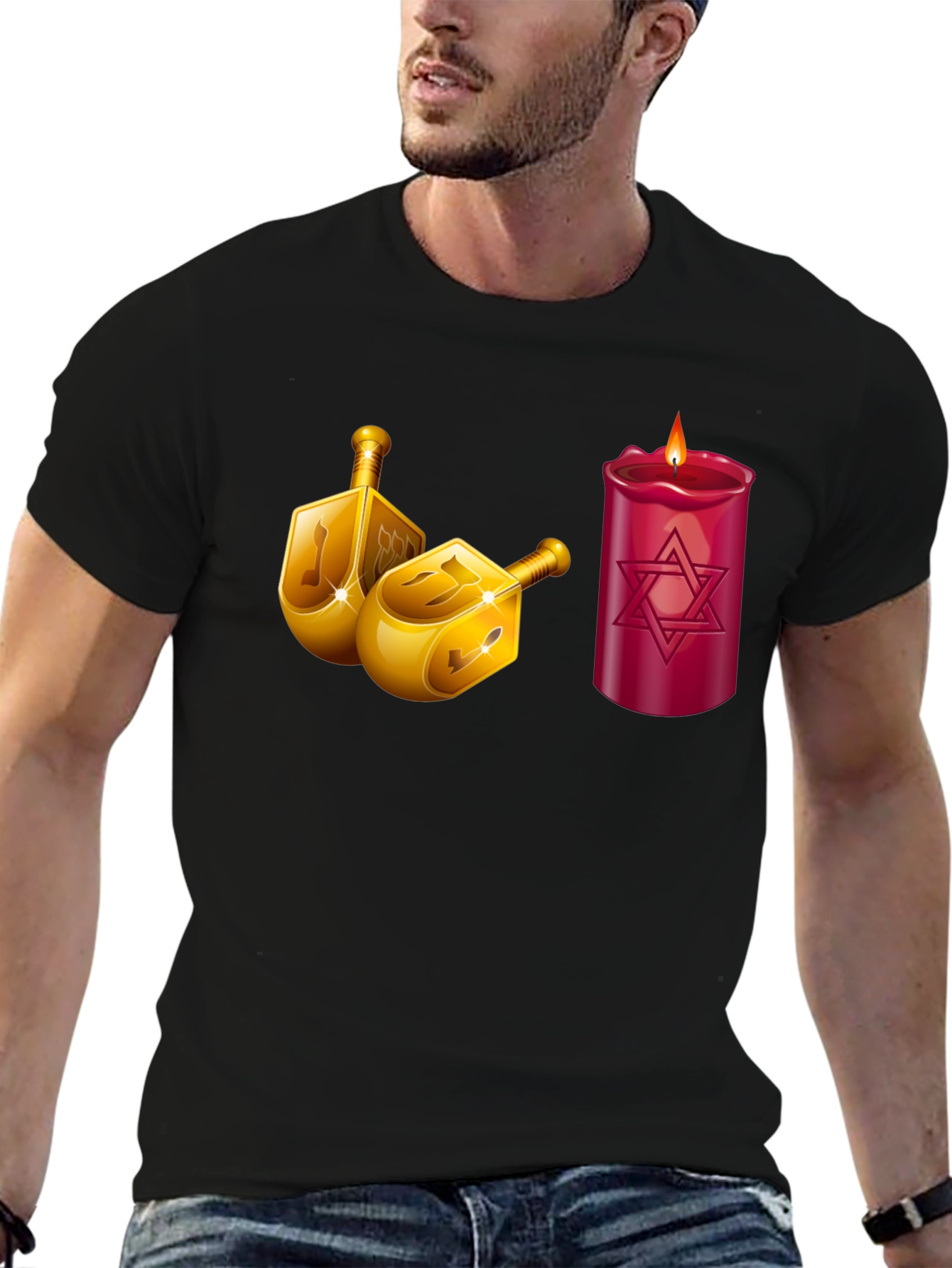 Hanukkah Dreidel & Star of David Candle T-Shirt