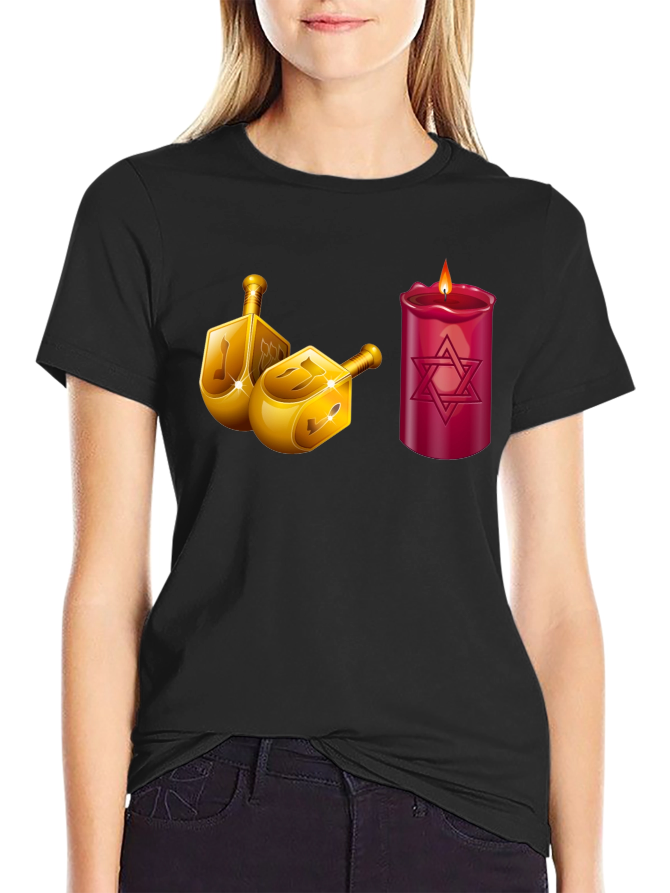 Hanukkah Dreidel & Star of David Candle T-Shirt