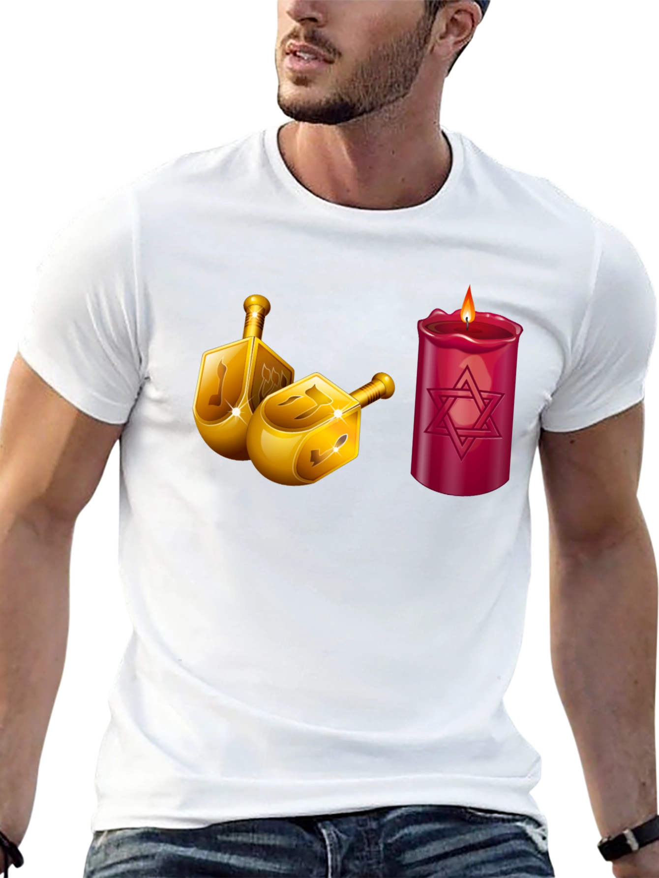 Hanukkah Dreidel & Star of David Candle T-Shirt